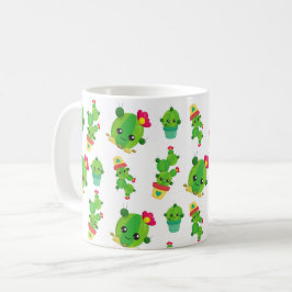 Cute Cactus, Grönt Cactus, Cactus Mönster Kaffemugg
