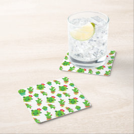 Cute Cactus, Grönt Cactus, Cactus Mönster Underlägg Papper Kvadrat