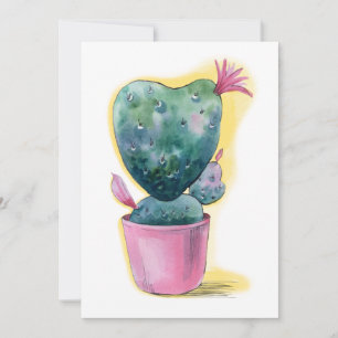 Cute cactus hjärtblomning julkort