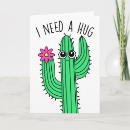 Cute Cactus 'I Need a Hug' Greeting Card Kort