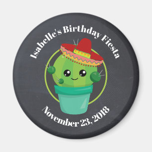 Cute Cactus in a Sombrero Birthday Spara datumet Magnet