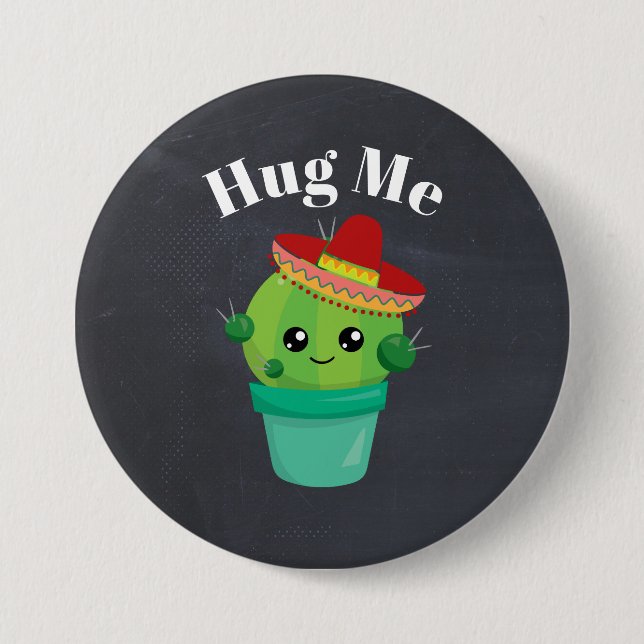 Cute Cactus in a Sombrero Hug Me Knapp (Framsida)