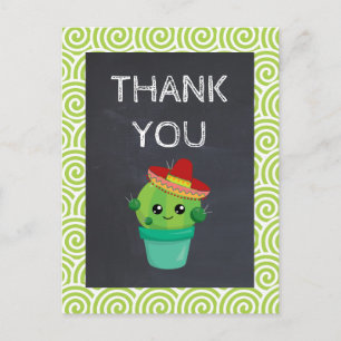 Cute Cactus in a Sombrero på Chalkboard Tack Vykort