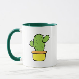 Cute Cactus in Gult Planter Mugg