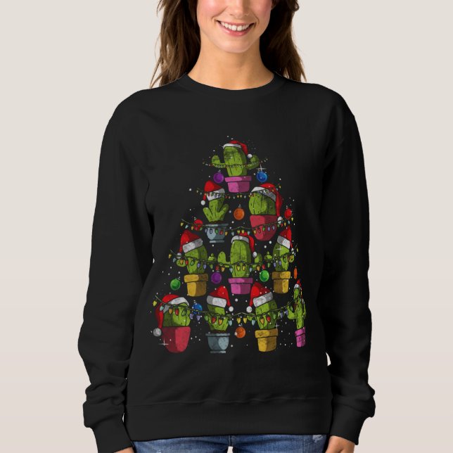 Cute Cactus Julgran Succulent Cactus Julafton T Shirt (Framsida)
