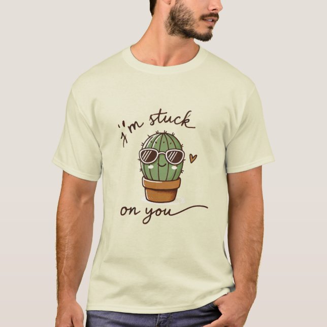 Cute Cactus Kärlek T-Shirt - Funny & Trendig Gift  (Framsida)