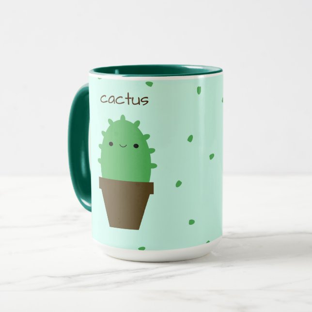 Cute Cactus kawaii-anläggningen mugg (Framsida vänster)