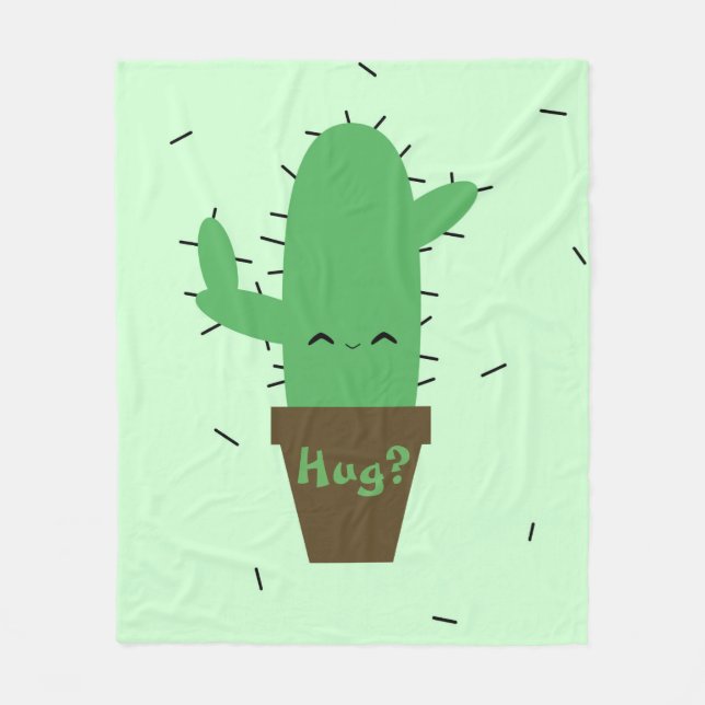 Cute cactus kawaii plant fleece filt (Framsidan)