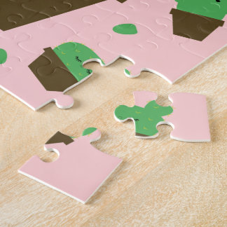 Cute cactus kawaii plant rosa jigszons puzzle pussel