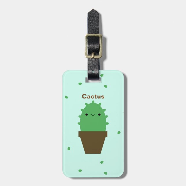 Cute Cactus kawaii-växtbagagetapp Bagagebricka (Vertikal Framsida)