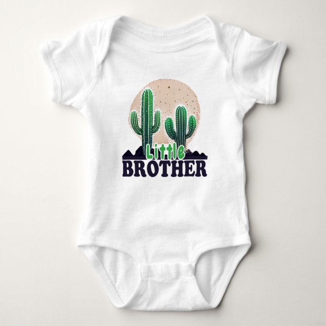Cute Cactus Little Brother T Shirt (Framsida)