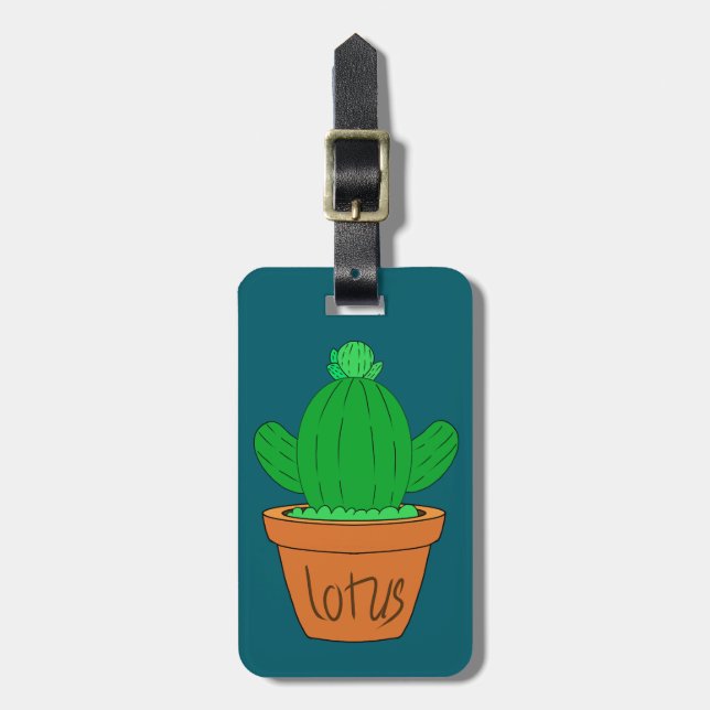 Cute Cactus Luggage Tag Bagagebricka (Vertikal Framsida)