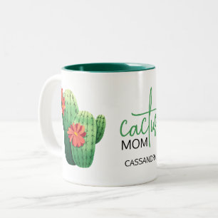 Cute Cactus Mamma Succulent Plant Älskare Två-Tonad Mugg