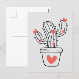 Cute cactus med hjärtan i grönt vykort