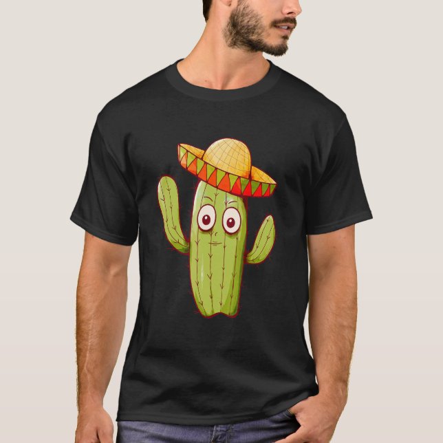 Cute Cactus med mexikansk hatt T Shirt (Framsida)