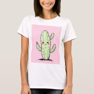 Cute cactus med rosa bakgrund t shirt