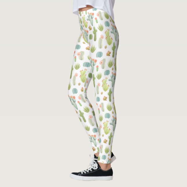 Cute Cactus Mönster 2 Leggings (Vänster)