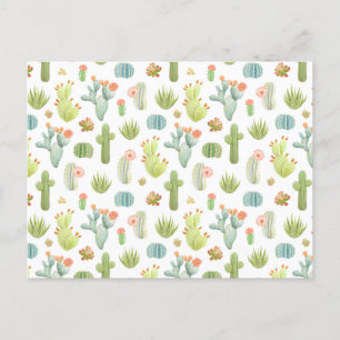 Cute Cactus Mönster Helg Vykort