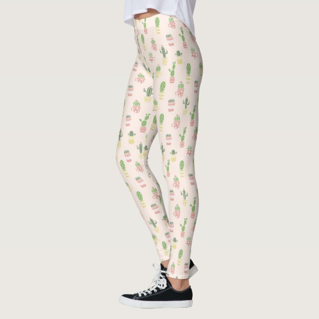 Cute Cactus Mönster Leggings (Vänster)