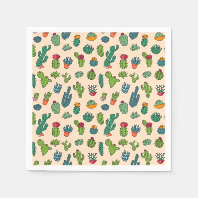 Cute Cactus Mönster Pappersservett (Framsidan)