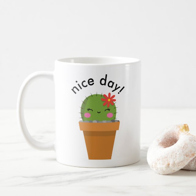 cute cactus mug, nice day mug kaffemugg (Med munk)