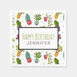 Cute Cactus Nature Succulations Mönster Birthday Pappersservett