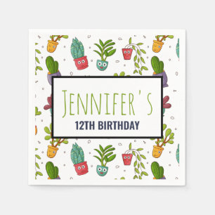 Cute Cactus Nature Succulations Mönster Birthday Pappersservett