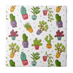 Cute Cactus Nature Succulations Mönster Kakelplatta