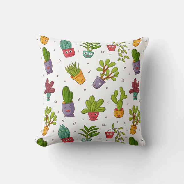 Cute Cactus Nature Succulations Mönster Kudde (Framsida)