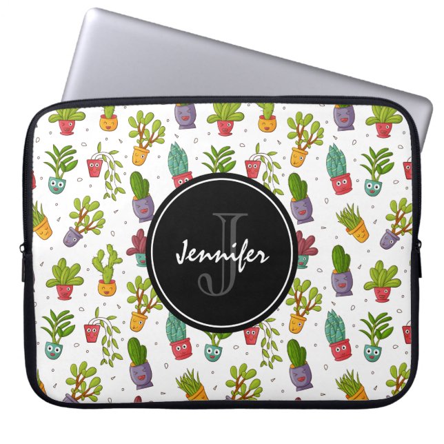 Cute Cactus Nature Succulations Mönster Laptop Fodral (Framsidan)
