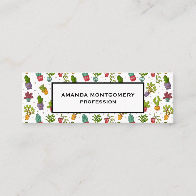 Cute Cactus Nature Succulations Mönster Mini Visitkort (Framsida)
