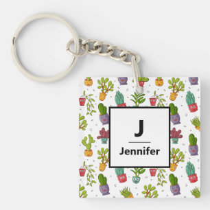 Cute Cactus Nature Succulations Mönster Monogram
