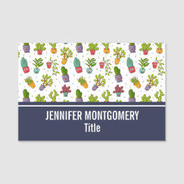 Cute Cactus Nature Succulations Mönster Namnbricka