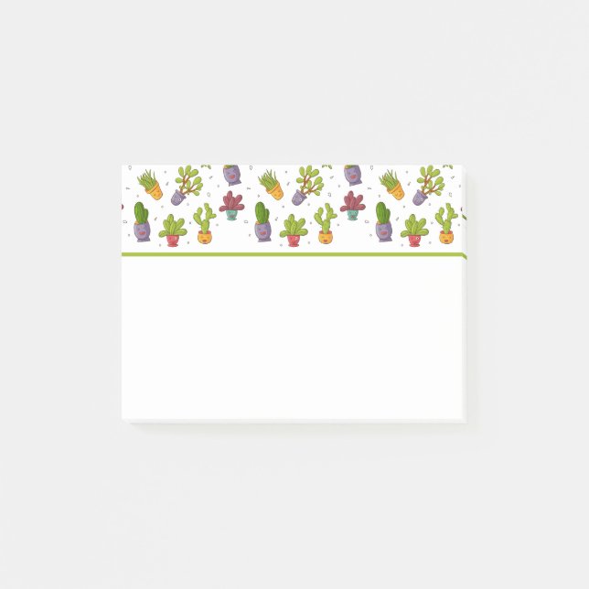 Cute Cactus Nature Succulations Mönster Post-it Block (Framsida)