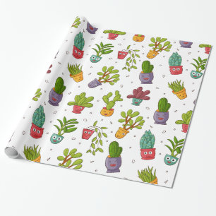 Cute Cactus Nature Succulations Mönster Presentpapper