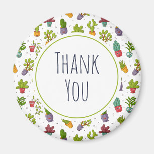 Cute Cactus Nature Succulations Mönster Tack Magnet