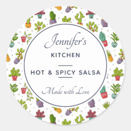 Cute Cactus Nature Succulents Mönster Kitchen Runt Klistermärke