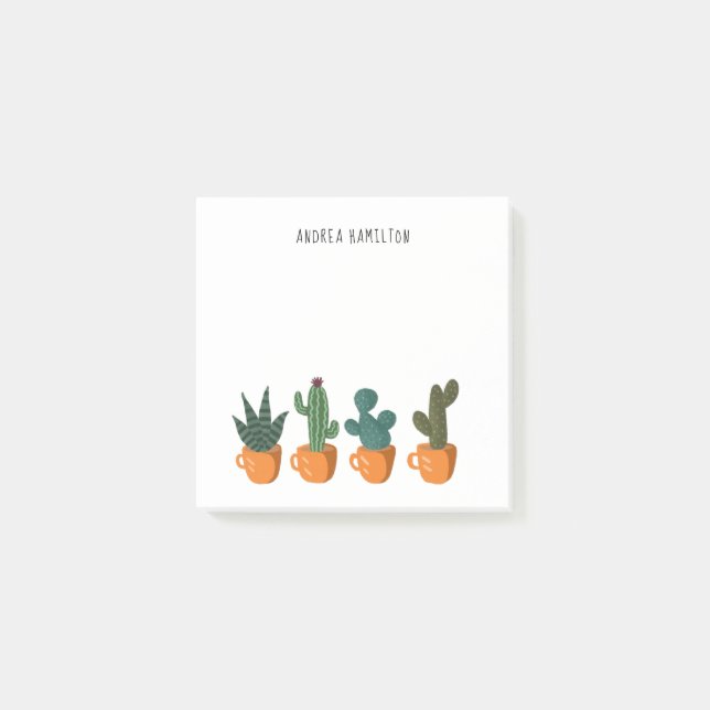 Cute Cactus och Plants Post-it Block (Framsida)