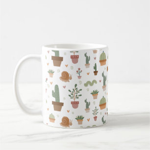 Cute cactus och succulents mönster kaffemugg