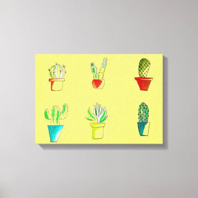Cute cactus ökenillustration canvastryck (Framsida)