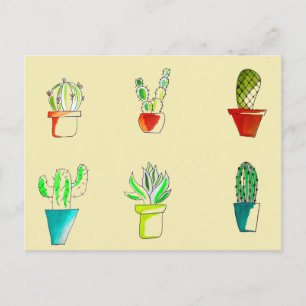 Cute cactus ökenillustration vykort