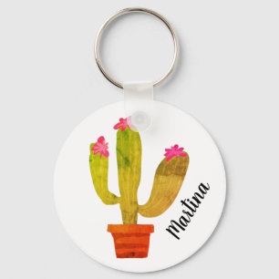 Cute cactus plant-nyckelkedja med eget namn nyckelring