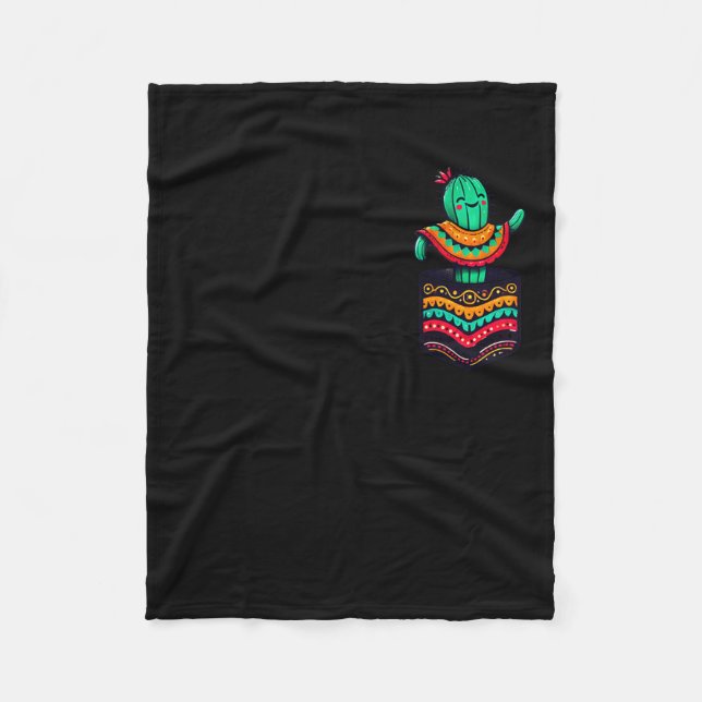 Cute cactus pocket serape cinco de mayo mexican fleecefilt (Framsidan)