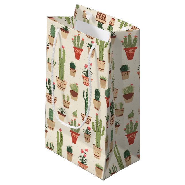 Cute Cactus Pota Anpassningsbar Gift Bag - liten,  (Framsidan Vinklad)