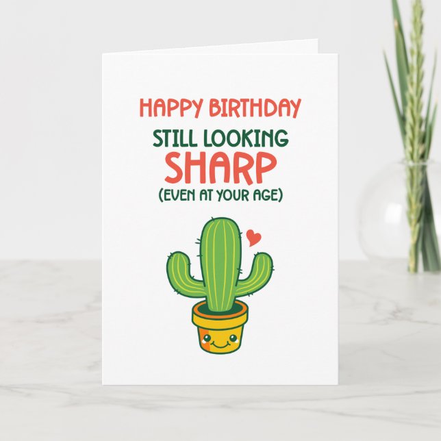 Cute Cactus Pun Tittar Vassa födelsedag Kort (Framsida)
