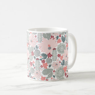 Cute Cactus Rosa Grönt Succulents Mönster Kaffemugg