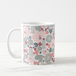Cute Cactus Rosa Grönt Succulents Mönster Kaffemugg