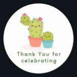 Cute Cactus Runt Klistermärke<br><div class="desc">Det här klistermärket matchar vår samling av Cute Cactus Baby Shower</div>