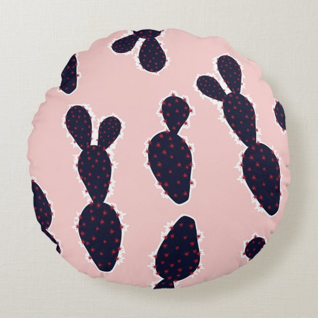 Cute cactus seamless pattern sweet mood and tone,  rund kudde (Framsidan)