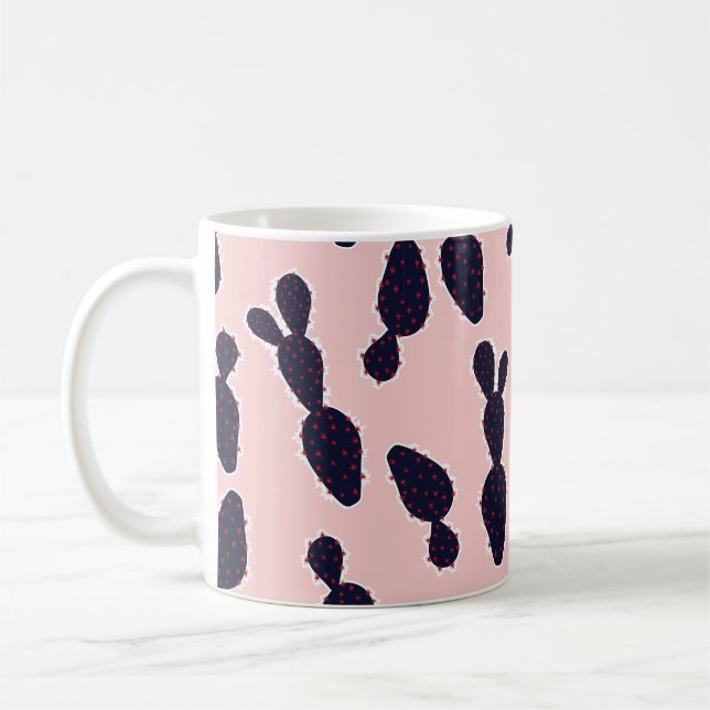 Cute cactus sömless mönster sockerart och ton.  kaffemugg (Vänster)